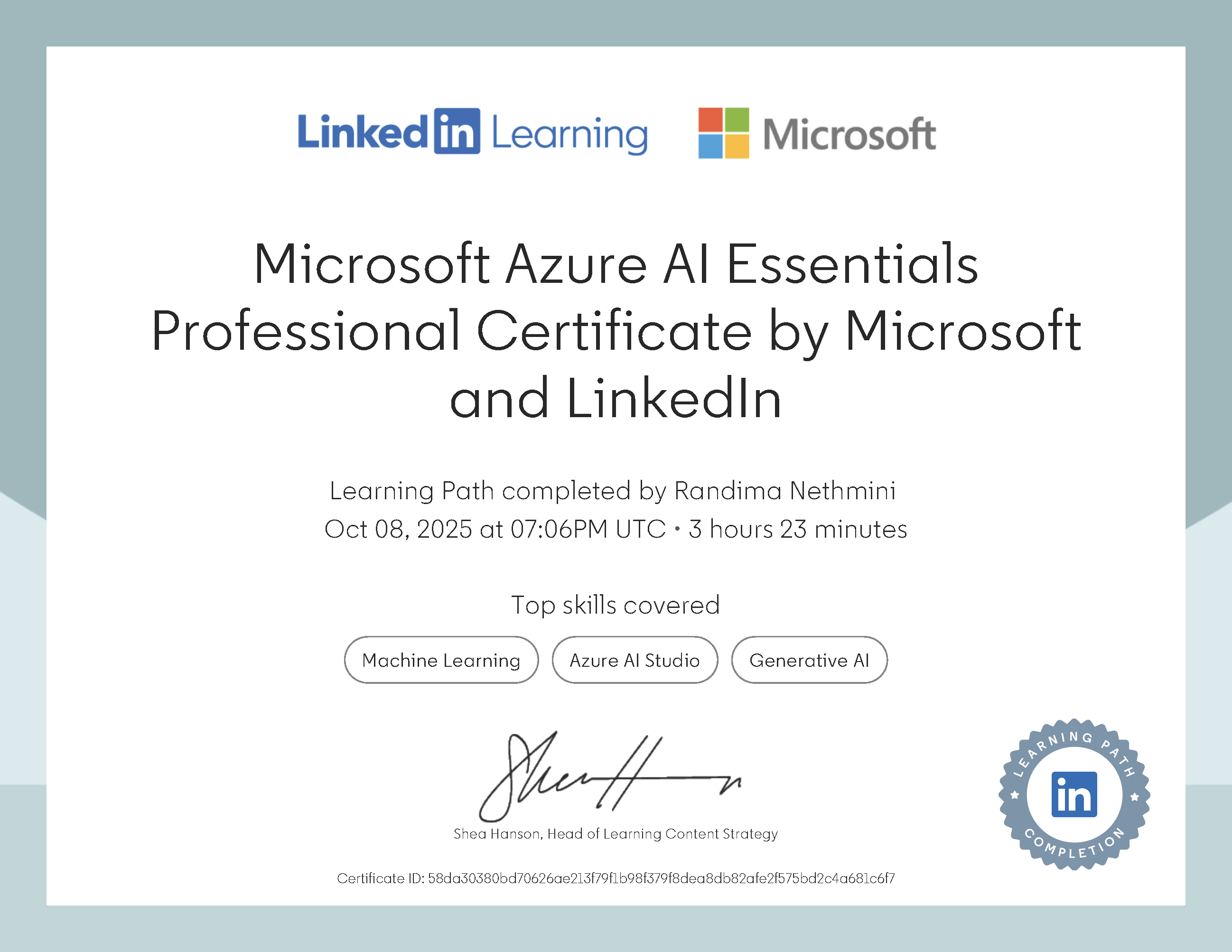 Microsoft Azure AI EssentialsProfessional Certificate